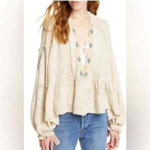 🤎Free People Stargazing Sweater Bohemian Top in Cream Large